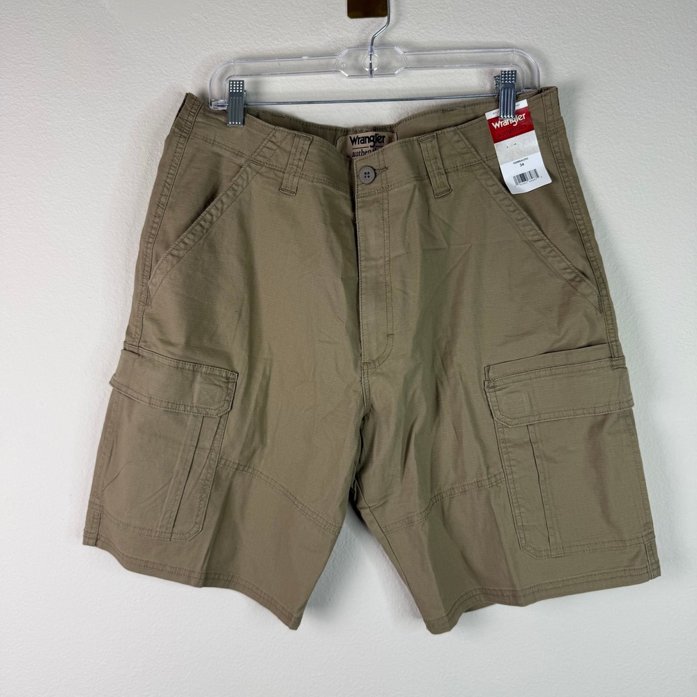 Wrangler Cargo Shorts Mens 34 Authentics Khaki Ripstop 10ZM6ACPO Tan Casual